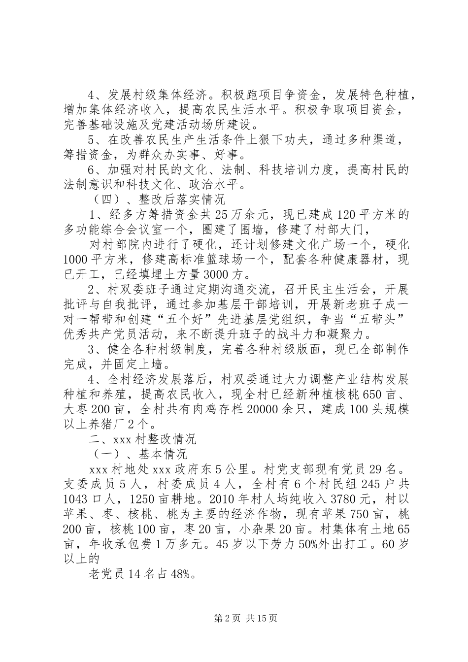 后进村整改情况汇报_第2页