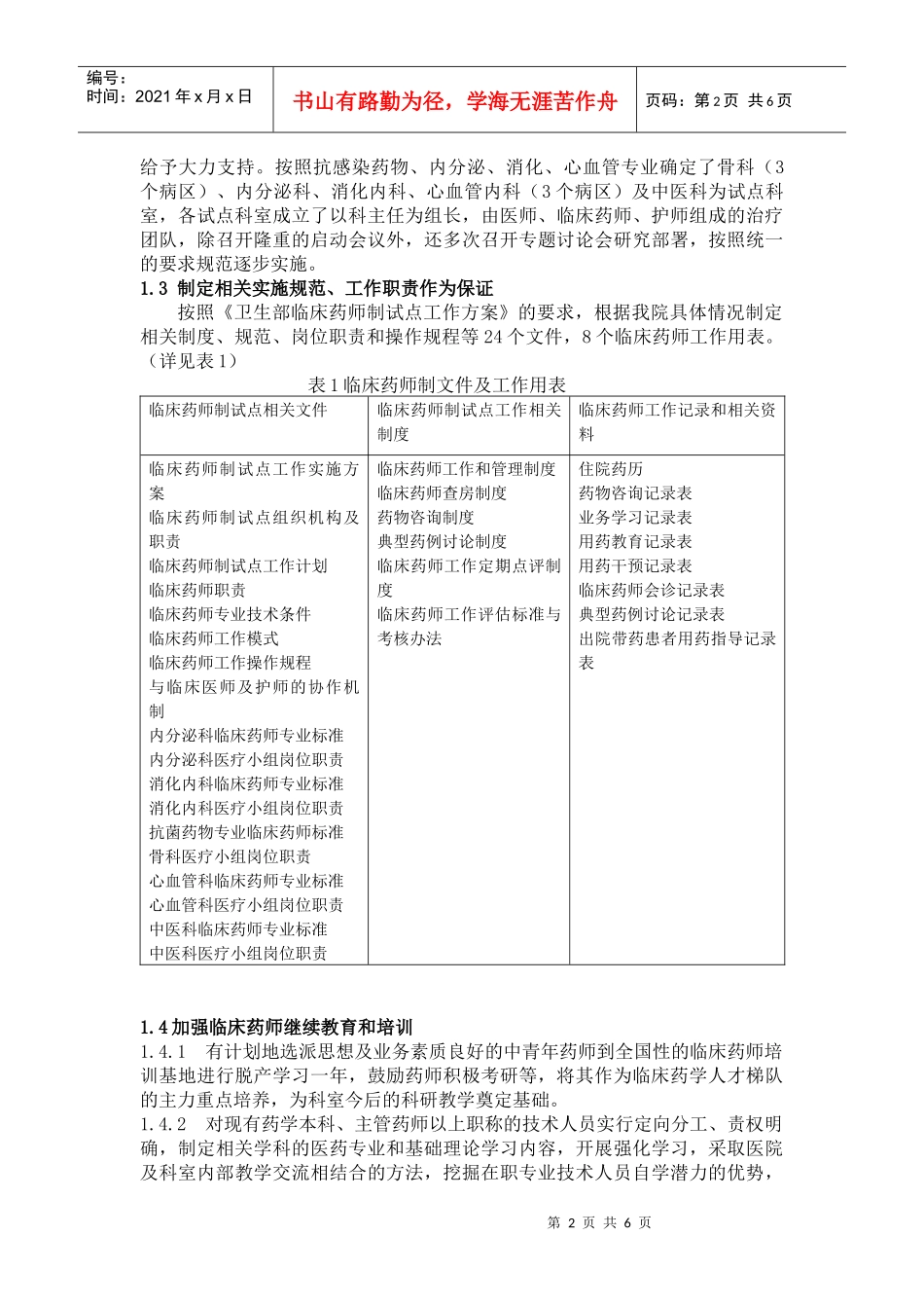 我院临床药师制的实施与体会_第2页