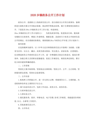 乡镇政务公开工作计划 
