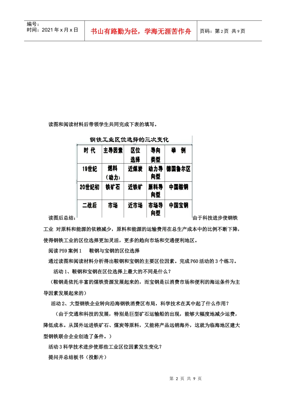 教案：工业的区位因素与区位选择、以种植业为主的农业地域类型(合肥_第2页