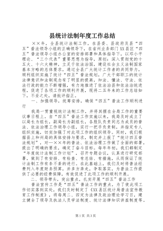 县统计法制年度工作总结