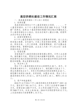 基层供销社建设工作情况汇报