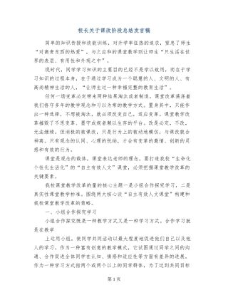 校长关于课改阶段总结发言稿