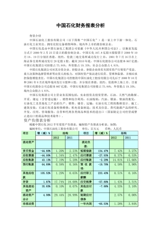 中石化2012年财务报表分析09会本621宿舍