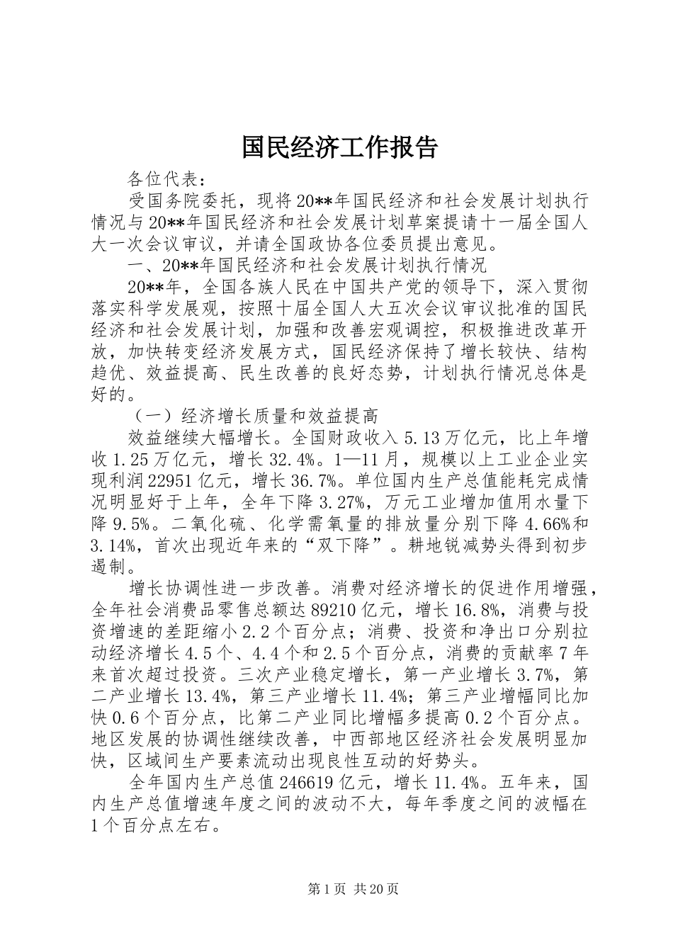 国民经济工作报告_第1页
