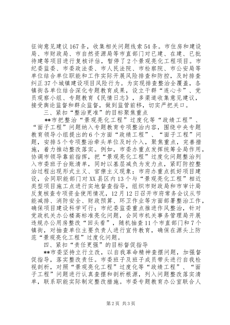 某市关于整治“景观亮化工程”过度化等“政绩工程”、“面子工程”问题的情况报告_第2页