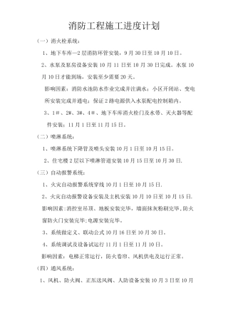 消防施工进度计划