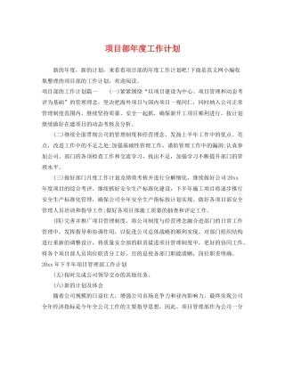 项目部年度工作计划 