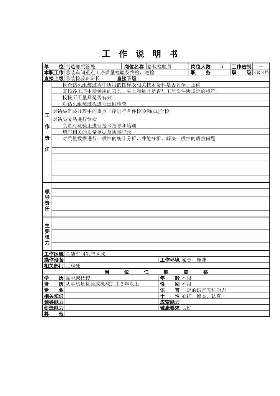 总装检验员工作说明书_第1页