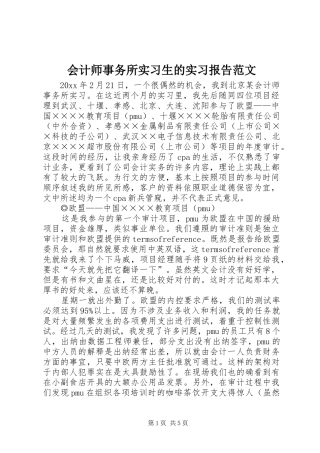 会计师事务所实习生的实习报告范文