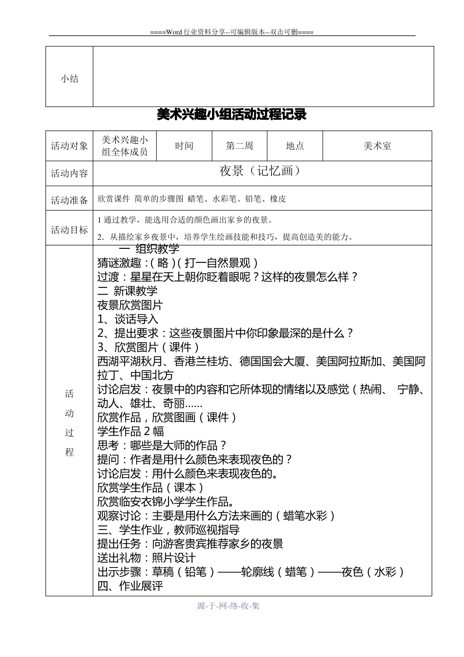 美术兴趣小组活动过程记录_第2页