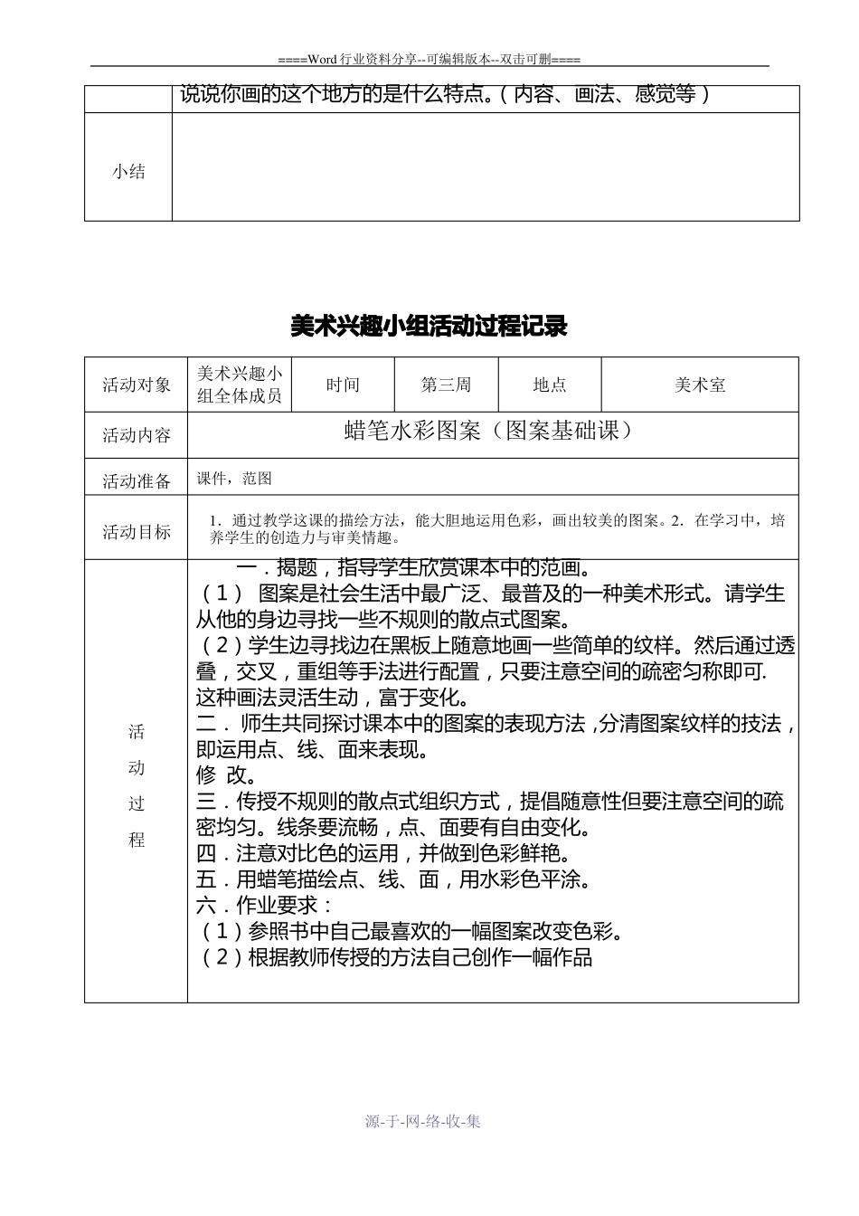 美术兴趣小组活动过程记录_第3页