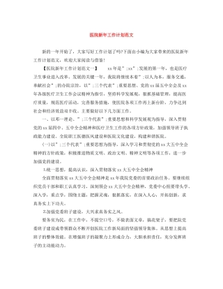 医院新年工作计划范文 