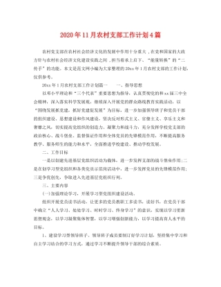2020年11月农村支部工作计划4篇 