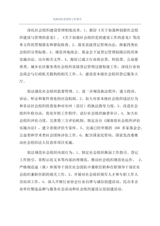 民政局社会组织工作要点