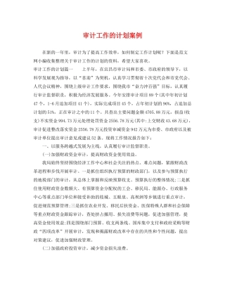 审计工作的计划案例 