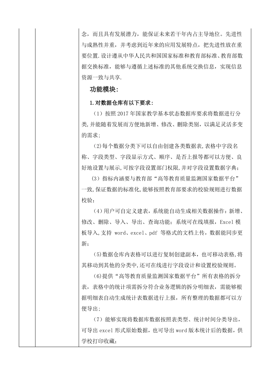 教学基本状态数据库及评价系统技术参数表_第2页
