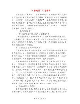 “三基建设”汇总报告