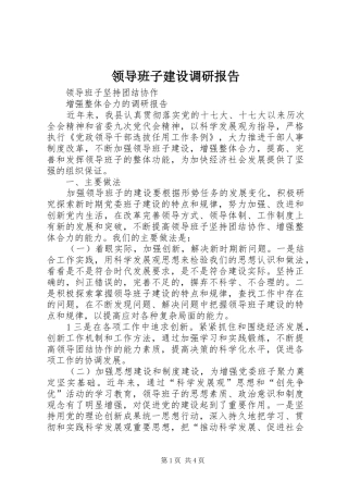 领导班子建设调研报告