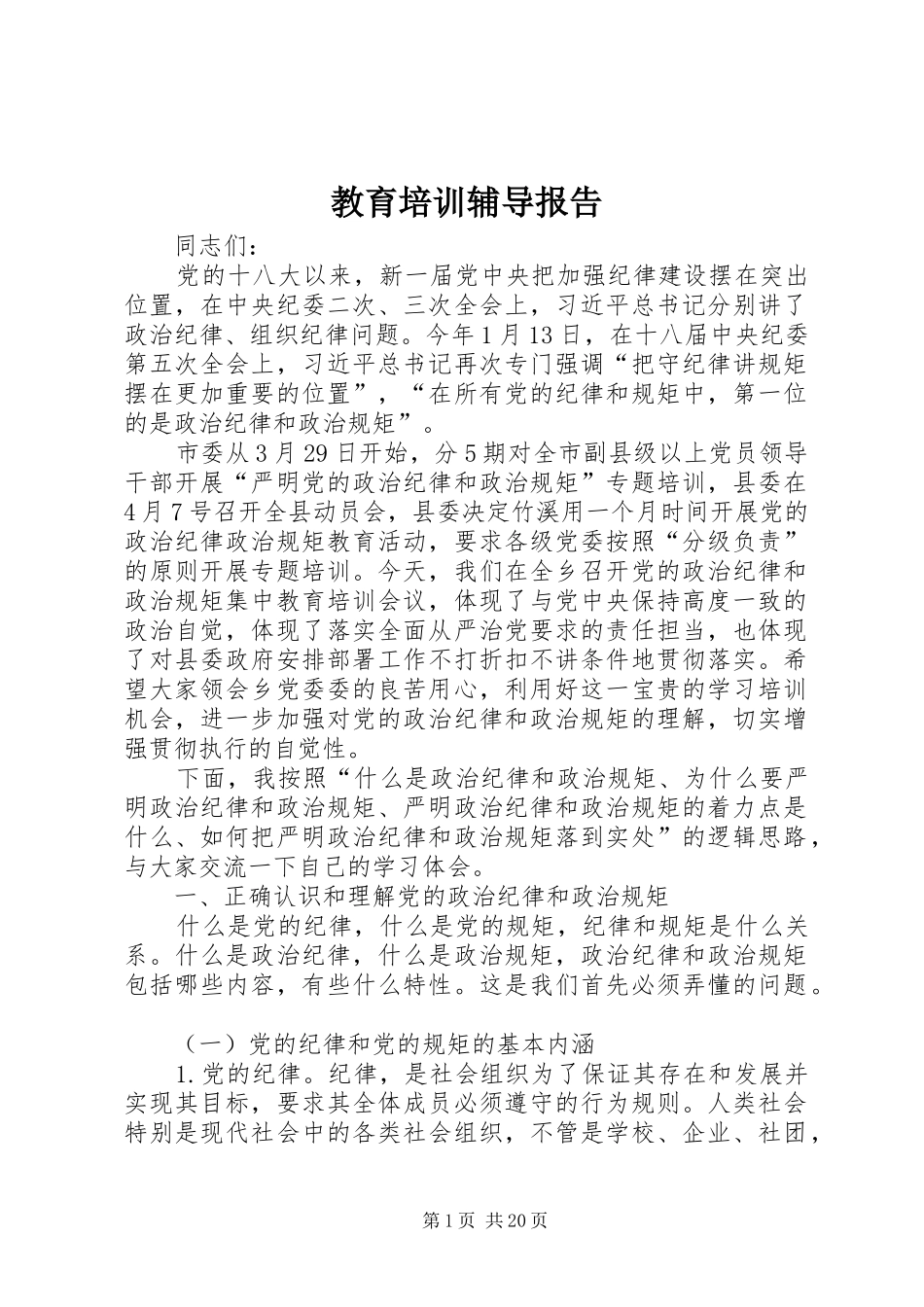 教育培训辅导报告_第1页