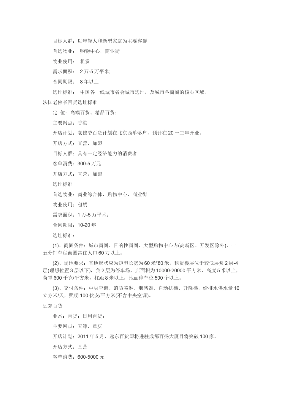 商业行业选址标准大全_第2页