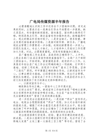 广电局传媒资源半年报告