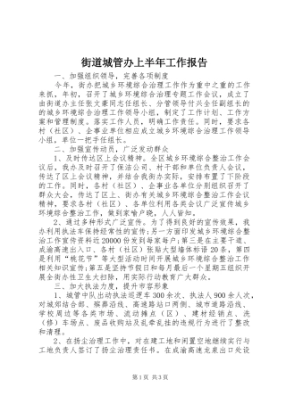 街道城管办上半年工作报告
