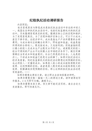 纪检执纪活动调研报告