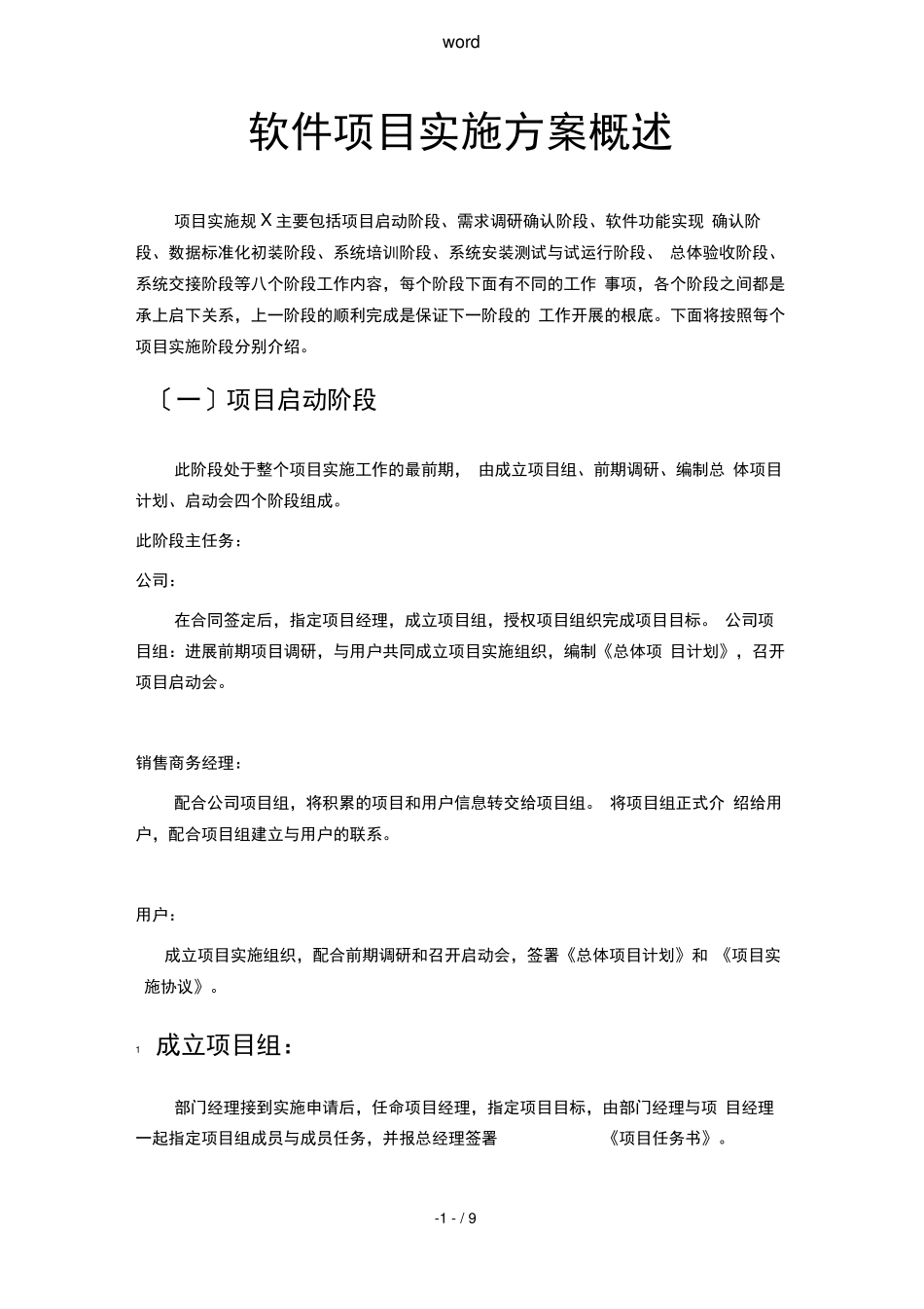 软件项目实施方案设计概述_第1页