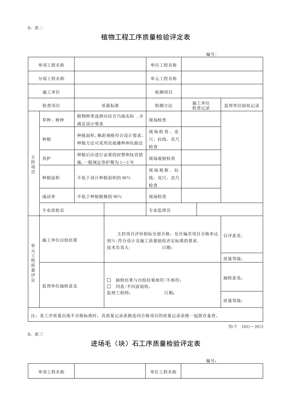 土地整治项目单元工序质量评定表_第2页