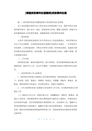 课堂突发事件处理案例突发事件处理
