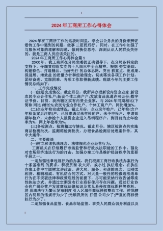 2024年工商所工作心得体会