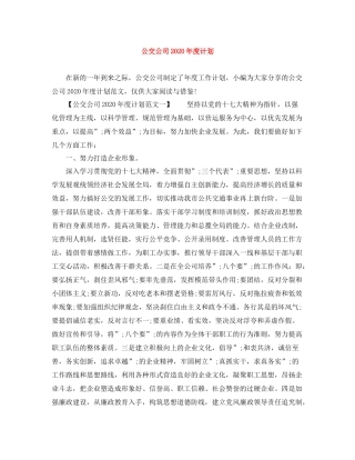 公交公司年度计划 