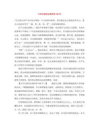 大学生团员自我评价500字 