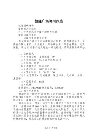 恒隆广场调研报告