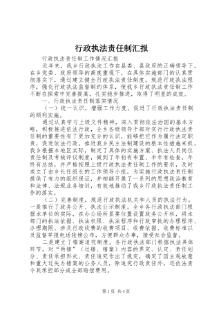 行政执法责任制汇报