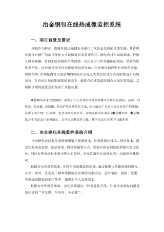 冶金钢包在线热成像监控系统