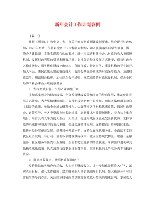 新年会计工作计划范例 