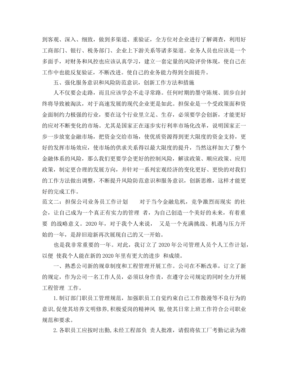 担保公司业务员工作计划 _第3页