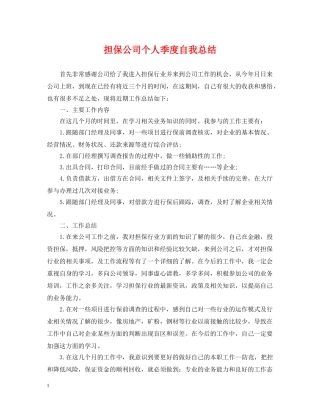 担保公司个人季度自我总结 