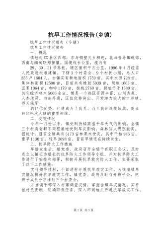 抗旱工作情况报告(乡镇)