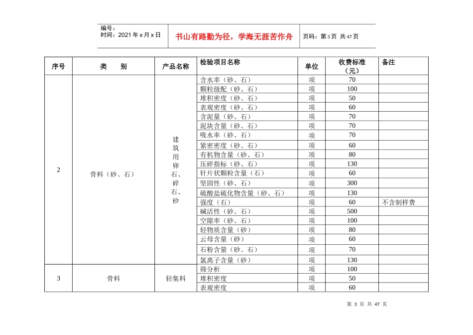 建设工程质量检测试验收费项目和收费基准价_第3页