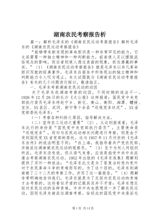 湖南农民考察报告析