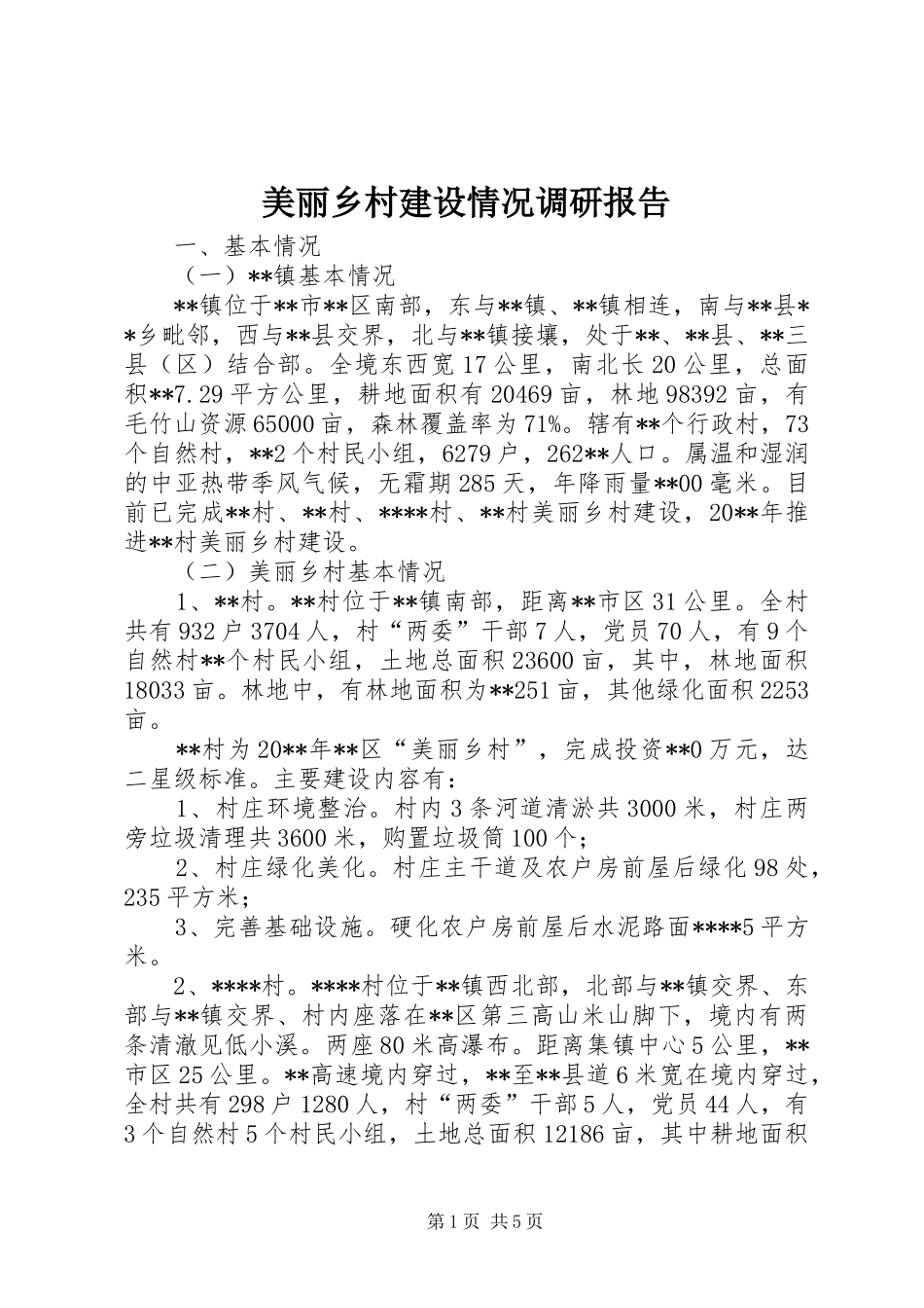 美丽乡村建设情况调研报告_第1页