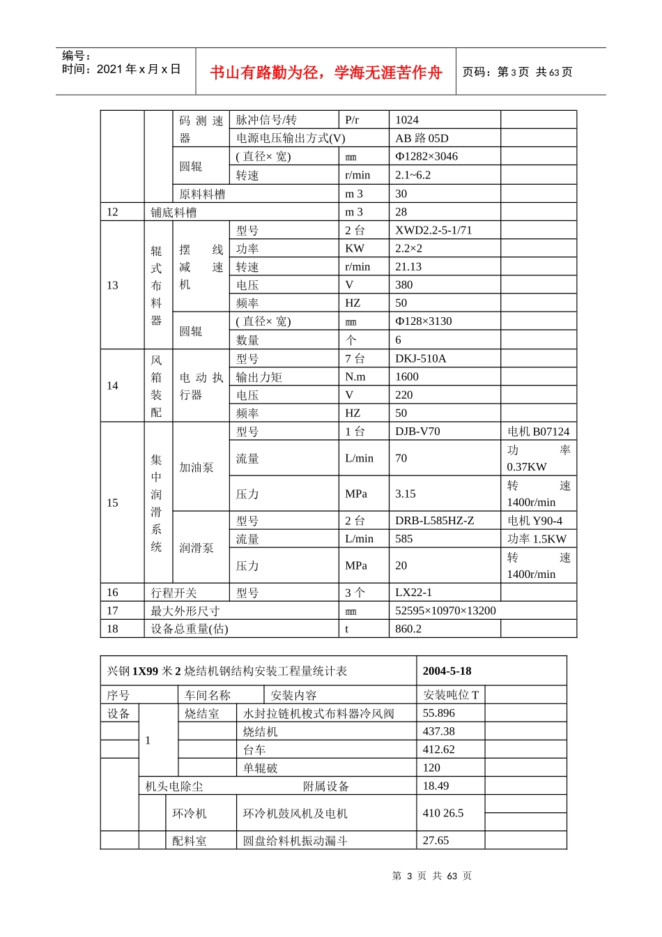江阴某钢铁有限公司烧结安装工程施工组织设计_第3页