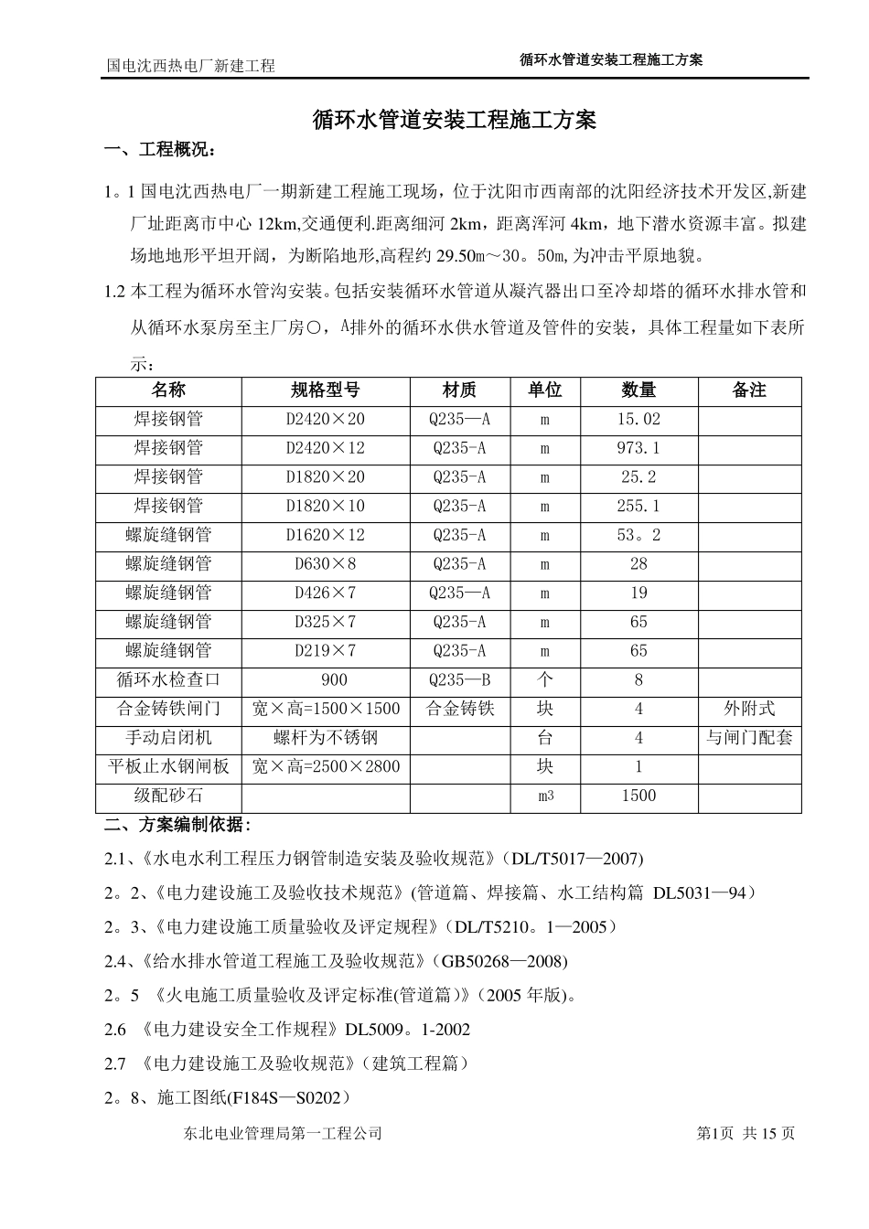 循环水管道安装方案作业指导书_第1页