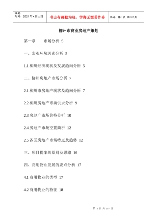 某市商业房地产策划方案