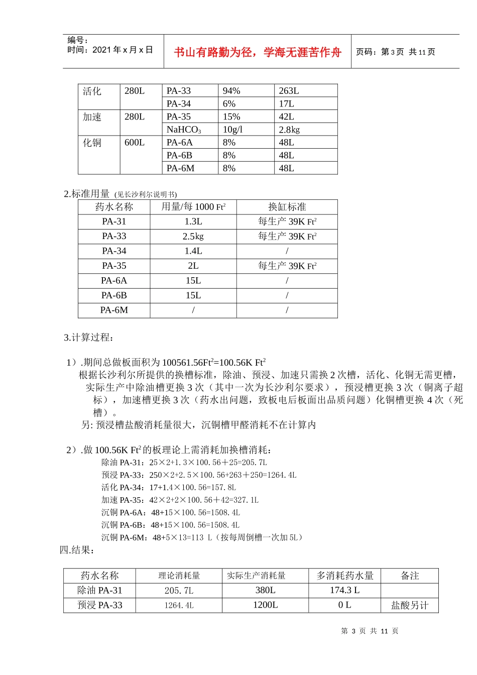 沉铜倒槽跟踪药水消耗_第3页