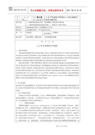 时间月日星期课题第6章62电子传递链(呼吸链)