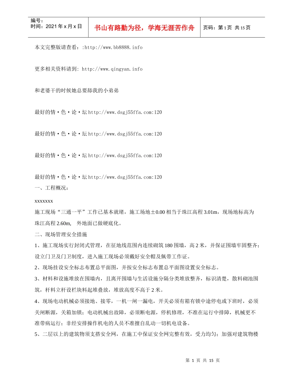 珠江某工程施工组织设计_第1页